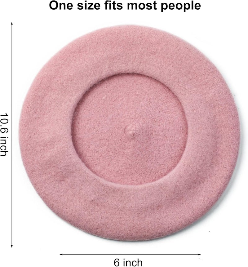Sumolux Women Beret Hat Wool Vintage French Solid Color Classic Winter Cap - Image 4